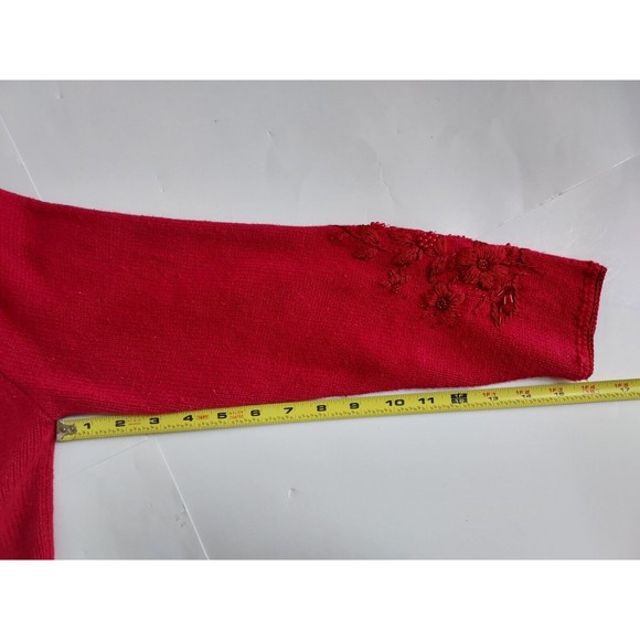 Ladies Heirloom Collectibles Vintage 2003 Red Beaded Embroidered Sweater Large - Picture 7 of 10